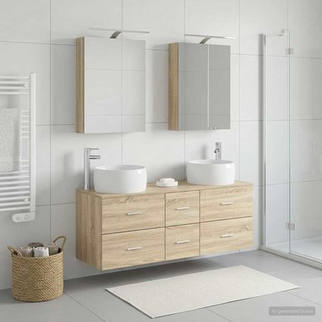 vidaXL Bathroom Furniture Set 5 pcs Sonoma Oak (1/5)