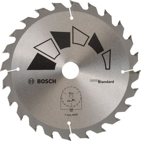 Bosch – Lame de scie circulaire 165 mm 24 dents – Pour bois dur et plastique – Coupe nette sans éclat – Alésage 20/16 mm (1/4)