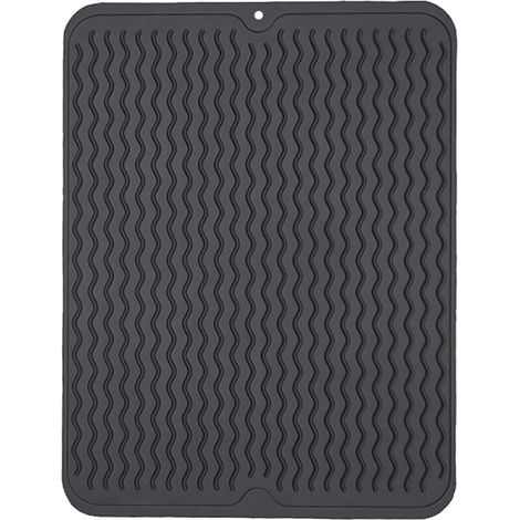 Tappetino drenante in silicone, tappetino resistente al calore, tappetino drenante facile da pulire (40 x 30 cm, nero) (1/4)