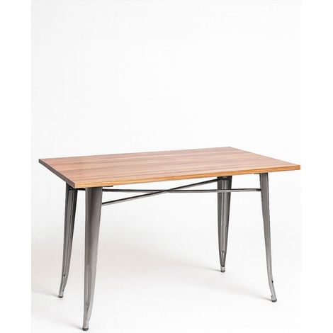 Mesas Bar - Mesa Torix Rectangular Madera Natural 120 x 60 cm - Gris metalizado