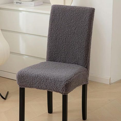 Housse de chaise grise, adaptée aux dossiers de chaise de 42 à 52 cm, une housse de chaise de salle à manger et une housse de tabouret. (1/5)