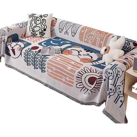 Vintage bankhoes voor honden, bankkussenhoes met kwastjes, bankhoes, handdoekkussen, zachte bankhoes, loveseat (maat: 90150 cm) (1/3)