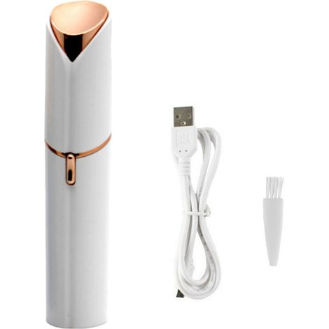 Épilateur électrique pour le visage en forme de rouge à lèvres, rechargeable par USB, portable, blanc-AquaForge