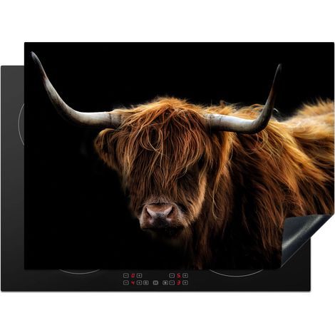 PROTECTION PLAQUE INDUCTION Highlander écossais - Cornes - Noir - Animaux - Nature - Sauvage - Vache Couvre Plaque De Cuisson 71x52 cm (1/5)