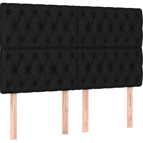 Maison Exclusive - Cabecero de cama de tela negro 160x7x118/128 c (1/5)