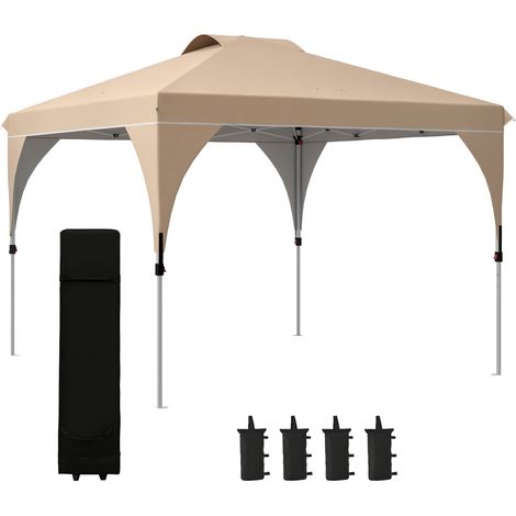 3x3m faltbarer und tragbarer Gartenpavillon mit rollbarer Abdeckung, schnellem Aufbau und verstellbarer Höhe