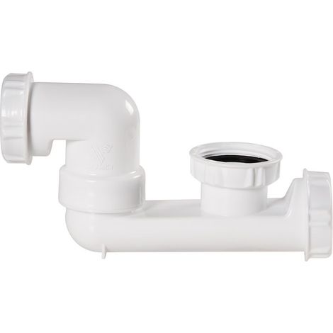 Valentin – Siphon de baignoire PVC blanc – Sortie orientable 360° – Débit 55 l/min – Installation facile anti-odeurs