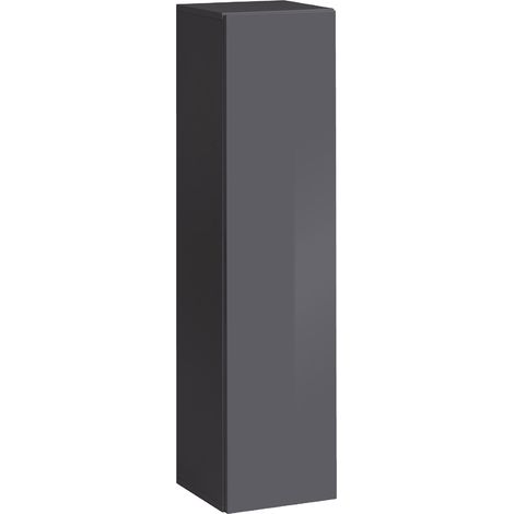 Vetrina Sospesa  Mobile Soggiorno  Vetrinetta pensile 1 ante  Salotto Sala da Pranzo  30x120x30cm  Modello Berit 30x120  Grigio Finitura Lucida (1/5)