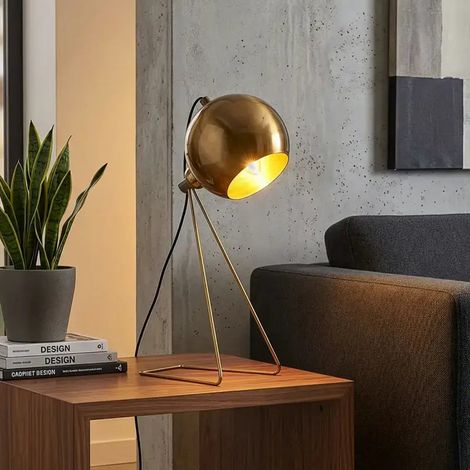 [NEUWERTIG] B-Ware Tischleuchte Lampe Mixed Metall Messing Wohnbereich Schalter Höhe 45 Cm