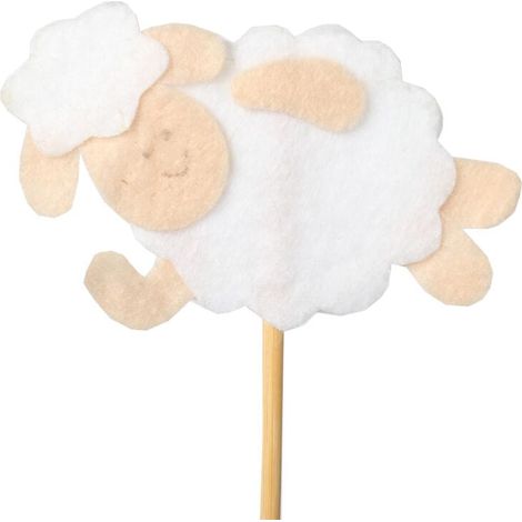 Figura de oveja de fieltro para Pascua - Cordero blanco en una pica, 26 cm (1/2)