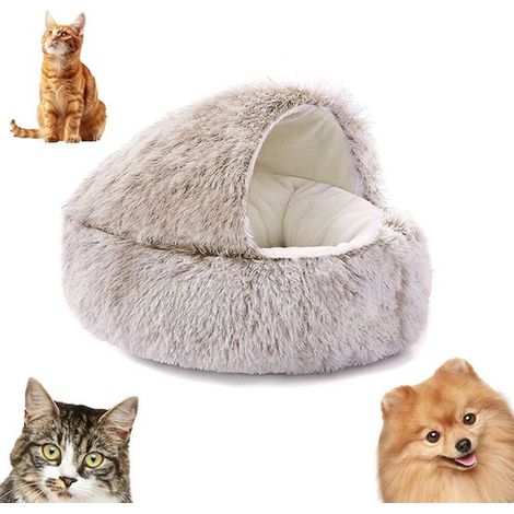 Cuccia per gatti a forma di grotta, morbida cuccia in peluche per animali domestici, cuccia a grotta per cani, cuccia antistress, cuccia a grotta coperta, diametro 50 cm. (1/5)
