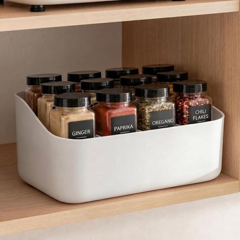 Gewuerzregal Organizer 4 Faecher, Kuechenschrank Gewuerzhalter Aufbewahrung drehbar Regal praktisch (1/4)