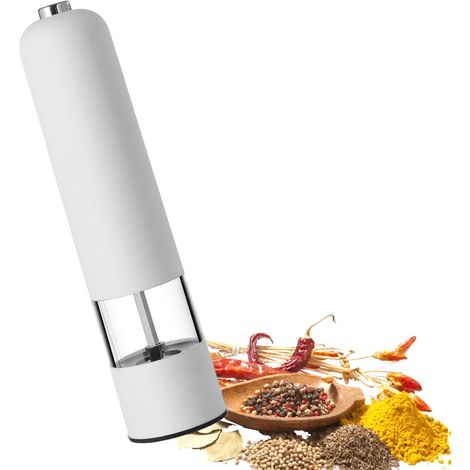 Moulin À Sel Et Poivre Électrique - Automatique À Piles - Corps En Acier Inoxydable - Bac En Acrylique Transparent - 80 Ml - Avec Lampe Led - Lot De 2 (1/5)