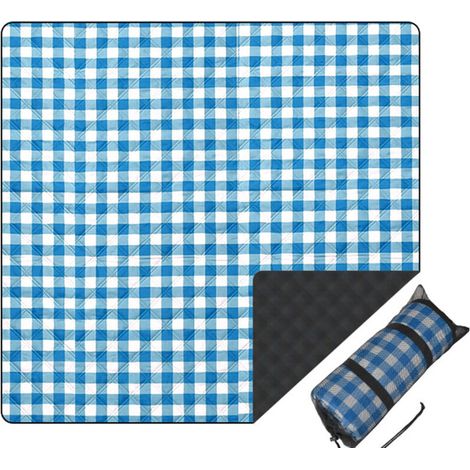 Tapis d'extérieur extra large et imperméable, couverture de pique-nique pliable, tapis portable pour les sorties printanières, idéal pour les parcs et les pelouses (bleu, 200 x 200 cm)