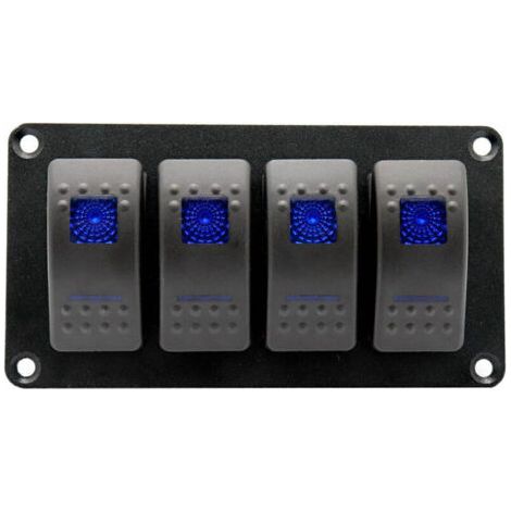 Panneau d'interrupteur à bascule 12V – 4 interrupteurs rétroéclairés – Aluminium étanche pour bateau et véhicule – Installation facile (1/5)