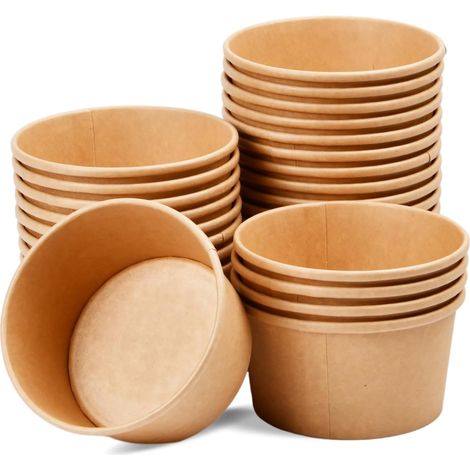 Bol à Soupe en Papier Kraft - Lot de 50 - 430 ml - Résistant aux Liquides - Pour Salon de Thé et Traiteur (1/5)