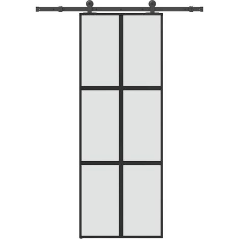 Schiebetür mit Beschlag 76x205 cm Hartglas & Aluminium