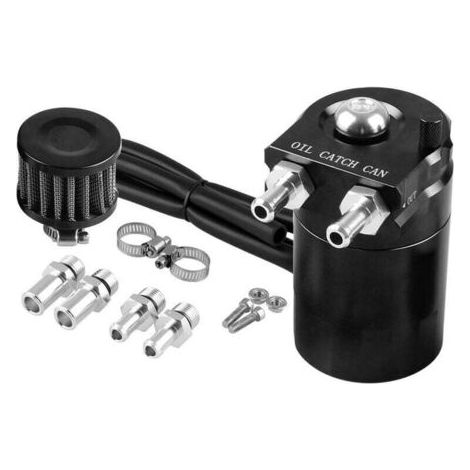 UlisemUniverselle Huile Catch Peut, 300ml Air Filtre Reniflard Moteur Séparateur Réservoir à Huile Voiture Récupérateur d'Huile, Noir (1/4)
