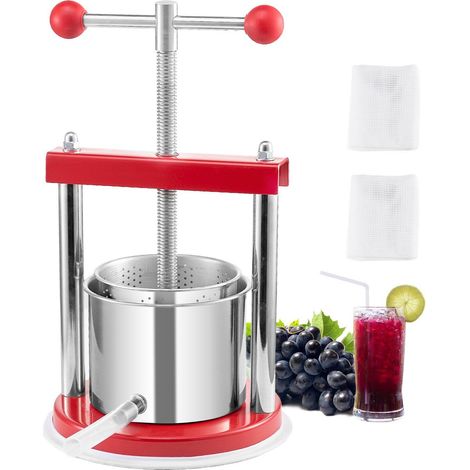 Presse à fruits 1,65 L en acier inoxydable pour jus de pommes et raisins, presse manuelle pour cidre et huiles, idéale cuisine extérieure. (1/5)