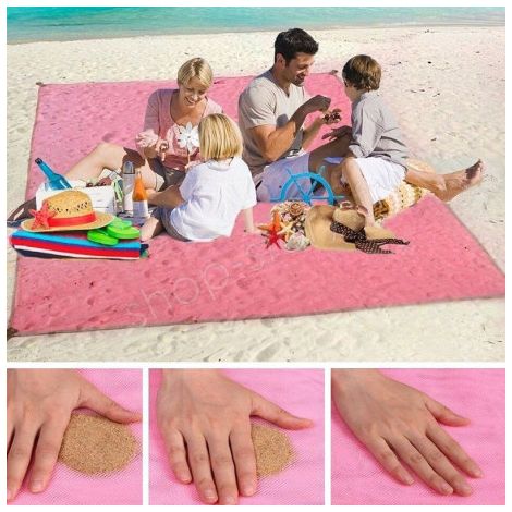 SAND FREE MAT : Serviette de Plage Drap Anti-Sable avec Crochet - 150 x 200 cm