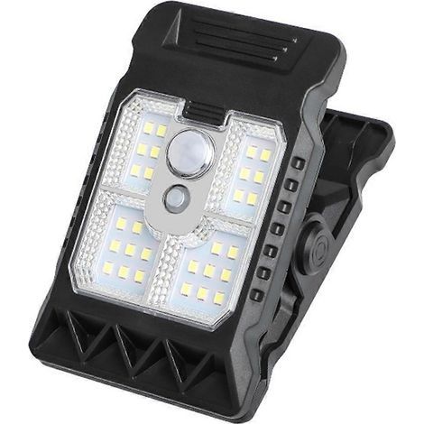 Lampe solaire extérieure à détecteur de mouvement avec pince pour clôture, terrasse, mur, garage ou patio (LED) (1/5)