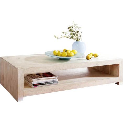 Couchtisch Akazie 135x70x36 white stone getüncht  NATURE WHITE 11