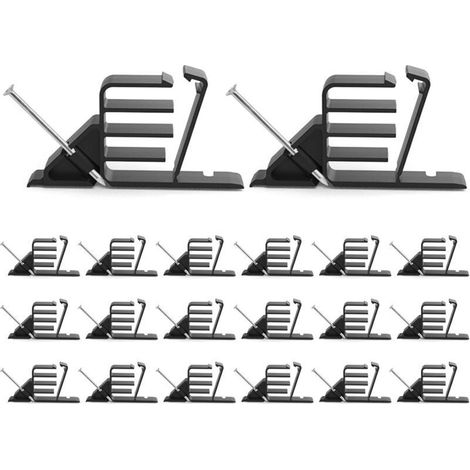 Lot de 20 organiseurs de câbles sécurisés et solides pour gestion des cordons électriques pour bureau et maison (1/4)