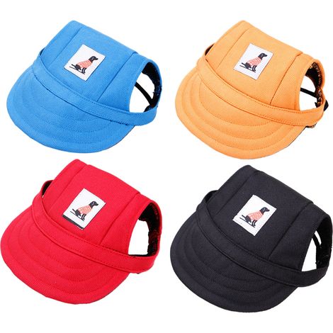 Lot de 4 casquettes de baseball pour animaux de compagnie avec trous pour les oreilles, chapeau pour chat, casquette de protection solaire ajustable pour chien, idéale pour les activités sportives en  (1/5)