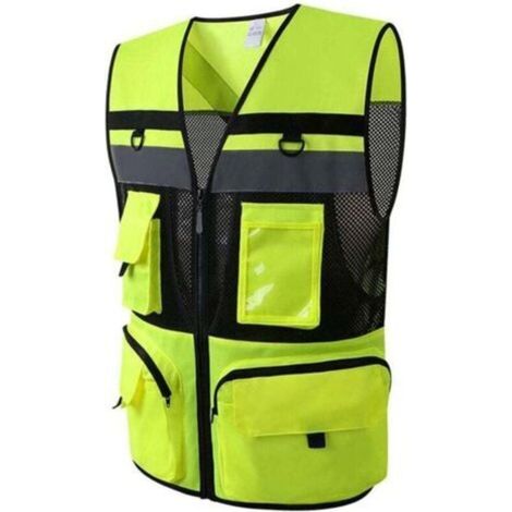 Gilet de sécurité réfléchissant - Multipoches de sécurité réfléchissante pour Gilet de sécurité - Green(XL) (1/5)