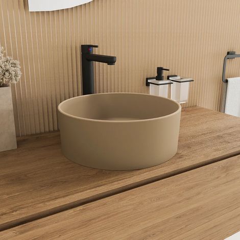 Lavabo da Appoggio Tondo 37,5x37,5x13,5 Tortora Opaco Mod. Tirreno (1/5)