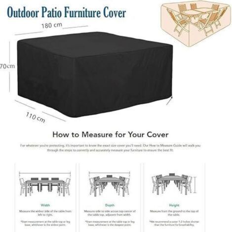 Housse Table de Jardin 180 x 110 x 70cm, Housse de Protection Bâche Résistante aux Intempéries et aux Déchirures 420D Oxford pour Mobilier Salon de Jardin (1/3)