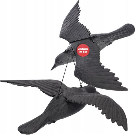 KADAX Vogelabschreckung aus Kunststoff, Plastik, Fliegende Krähe, 2 Stück (1/3)