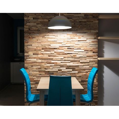 Panneau Mural Bois 3D Alias - Vieux Bois Récupéré Brossé - 72x10cm - 1m² par Boîte - Parement Décoratif Authentique