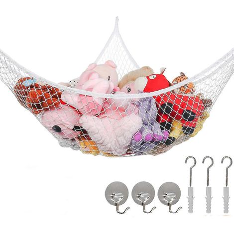 Hamac de rangement pour jouets, peluches et ours en peluche, grand format, rose-White