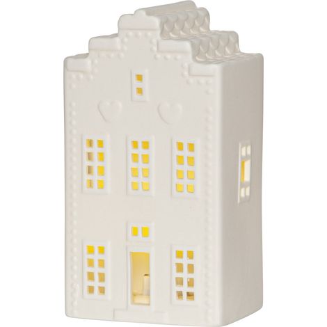 Star Trading Maison lumineuse 'Vinter', céramique, lumière de Noël avec piles + minuterie, blanc chaud, H 16 cm (1/5)