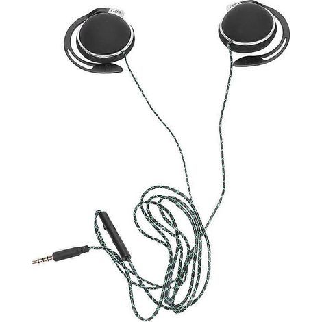 Kreativer, kabelgebundener On-Ear-Sportkopfhörer mit verstellbaren Ohrstöpseln und integriertem Mikrofon. – 5,5 x 5,5 cm – Schwarz (1/3)