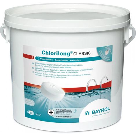 Pastiglie di cloro lento Bayrol Chlorilong Classic 5kg piscina