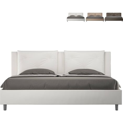 Letto con rete imbottito 180x200 similpelle bianco Appia (1/5)