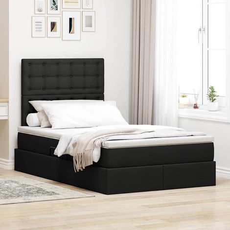 Bett mit Stauraum und LED Schwarz 120 x 190 cm Polyester