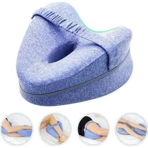Oreiller orthopédique de Genou Le Soulagement de Sciatique - Mousse à mémoire de forme - Bleu (1/4)