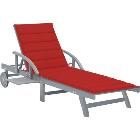 Chaise longue de jardin avec coussin Bois d'acacia solide 6 (1/5)