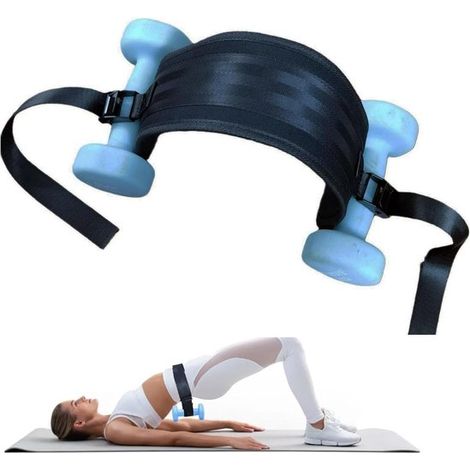 Cintura fitness monopezzo con pesi per glutei e addominali, regolabile, per esercizi per i glutei, affondi, glute bridge e dip. Manubri non inclusi. (1/5)