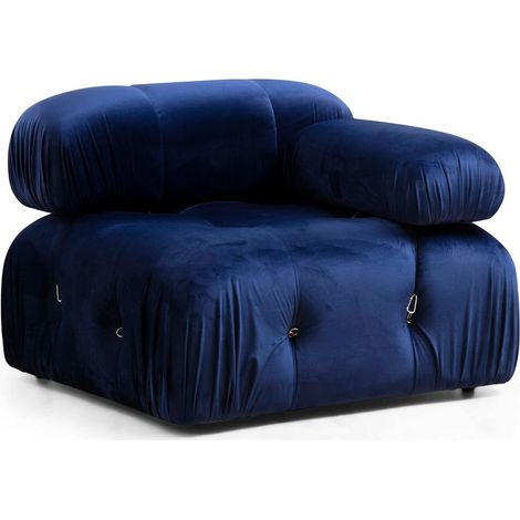 Fauteuil accoudoir ou module d'angle droit Nourhane Velours Bleu foncé (1/3)