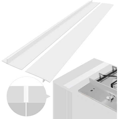 Striscia per piano cottura che mantiene pulito lo spazio tra piano cottura e mobile 61,5 cm confezione da 2 Bianco Bianco (1/5)