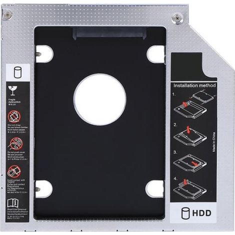 Caddy Pour Disque Dur - Adaptateur Baie Optique 2.5 Pouces SATA 9.5 mm - Pour Ordinateur Portable - 1 Pièce (1/5)