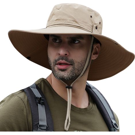 Chapeau de paille large bord pour la pêche, la randonnée et le camping, protection UV, pliable, bord de 12 cm