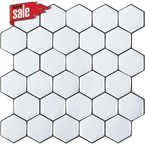 papier Peint Carrelage Autocollant Hexagone Blanc 30 X 30 Cm Style Mosaque Sticker Mural Film Dcoratif Impermable Pour Carreaux De Mur De Salle De (1/3)