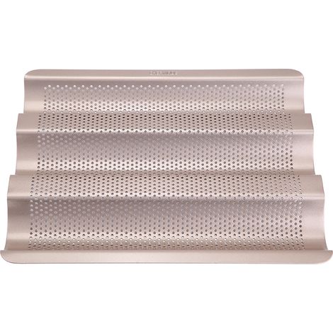 Moule à pain français 25 cm, plaque de cuisson baguette perforée antiadhésive, 3 emplacements (1/5)