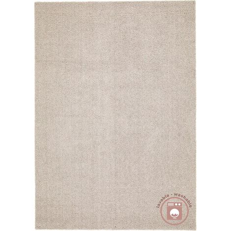 Tapis de Salon et Chambre Uni Crème Taille S Velours Doux Lavable en Machine - PANGIVO (1/5)