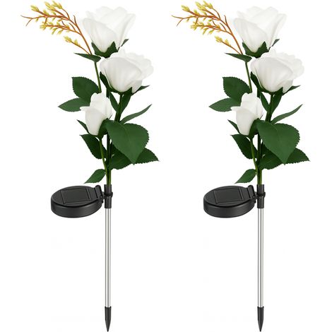 Lampada solare a LED a forma di rosa RGB, 80 cm, decorativa, da giardino, con sensore crepuscolare, set da 2 pezzi (1/5)
